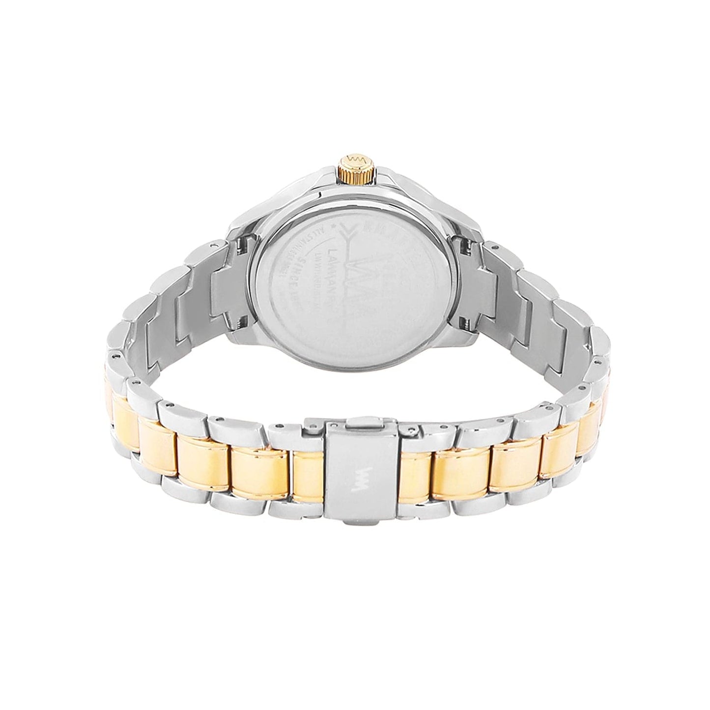 Women's Two Tone Gold Silver Bling, Silver Dial, Two Tone Gold Silver Diamond studded Solid Link Bracelet Watch LWWI106F