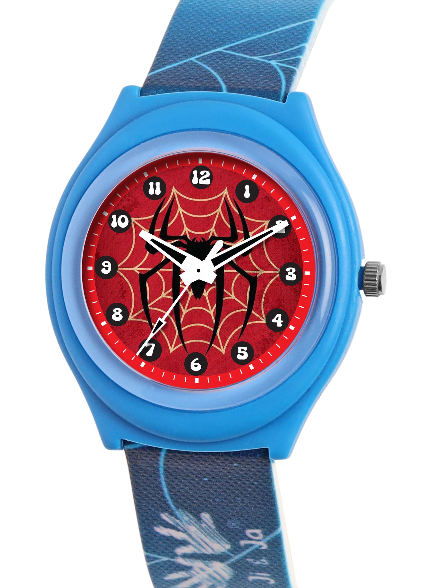 Kids’ Blue Spider Web Theme Analog Watch with Silicone Strap - JJ217