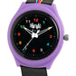 Kids’ Purple Analog Watch with Black Dial & Rainbow Stripe Strap - JJ242