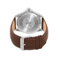 Men's Silver Case, Brown Leather Strap Date Watch KLMO104B