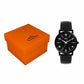 Sleek All Black Analog Black Leather Strap Watch for Men ELFM003B