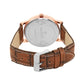 Men’s Classic White Dial Analog Watch with Rose Gold Case & Brown Leather Strap - BSM001D