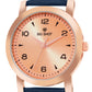 Men’s Rose Gold Dial Analog Watch with Navy Blue Leather Strap - BSM005E