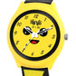 Kids’ Yellow Emoji Dial Analog Watch with Lightning Bolt Strap - JJ243