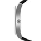 Men’s White Dial Analog Watch with Black Leather Strap & Silver Case - BSM072C