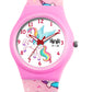 Kids’ White Dial Analog Watch with Unicorn Print Silicone Strap - JJ206