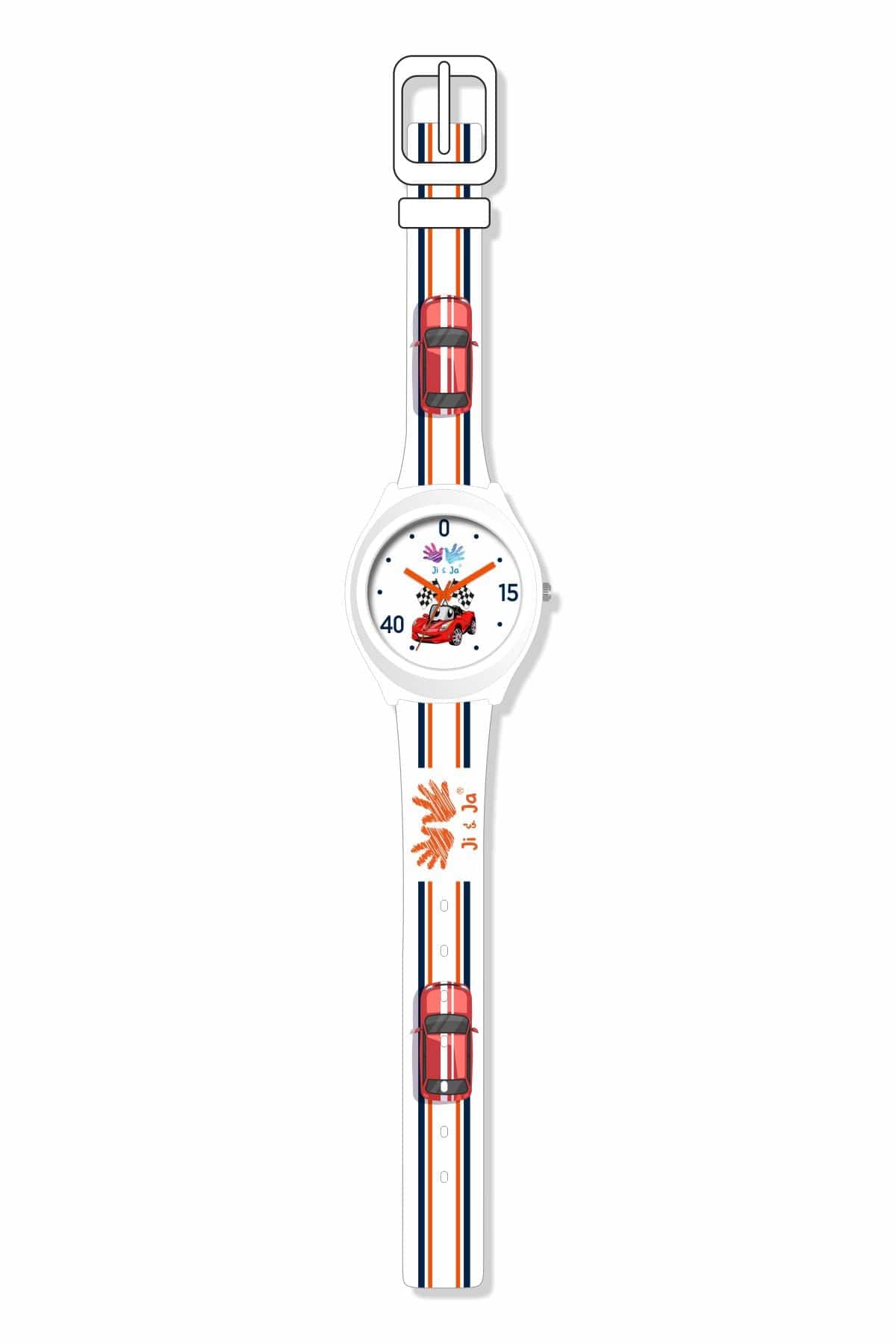 Kids Analog Watch Car Racing White Strap with White Dial And Smart Red Car