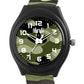 Kids’ Green Camouflage Dial Analog Watch with Black Case and Silicone Strap - JJ201