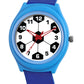 Kid’s White Dial Analog Watch with Soccer-Themed Blue & Black Silicone Strap - JJ227