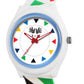 Kids’ White Dial Analog Watch with Geometric Silicone Strap - JJ205