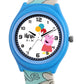 Kids’ White Dial Analog Watch with Cartoon Silicone Strap & Blue Case - JJ219