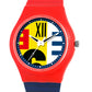 Kids’ Colorful Dial Analog Watch with Red & Blue Silicone Strap - JJ203