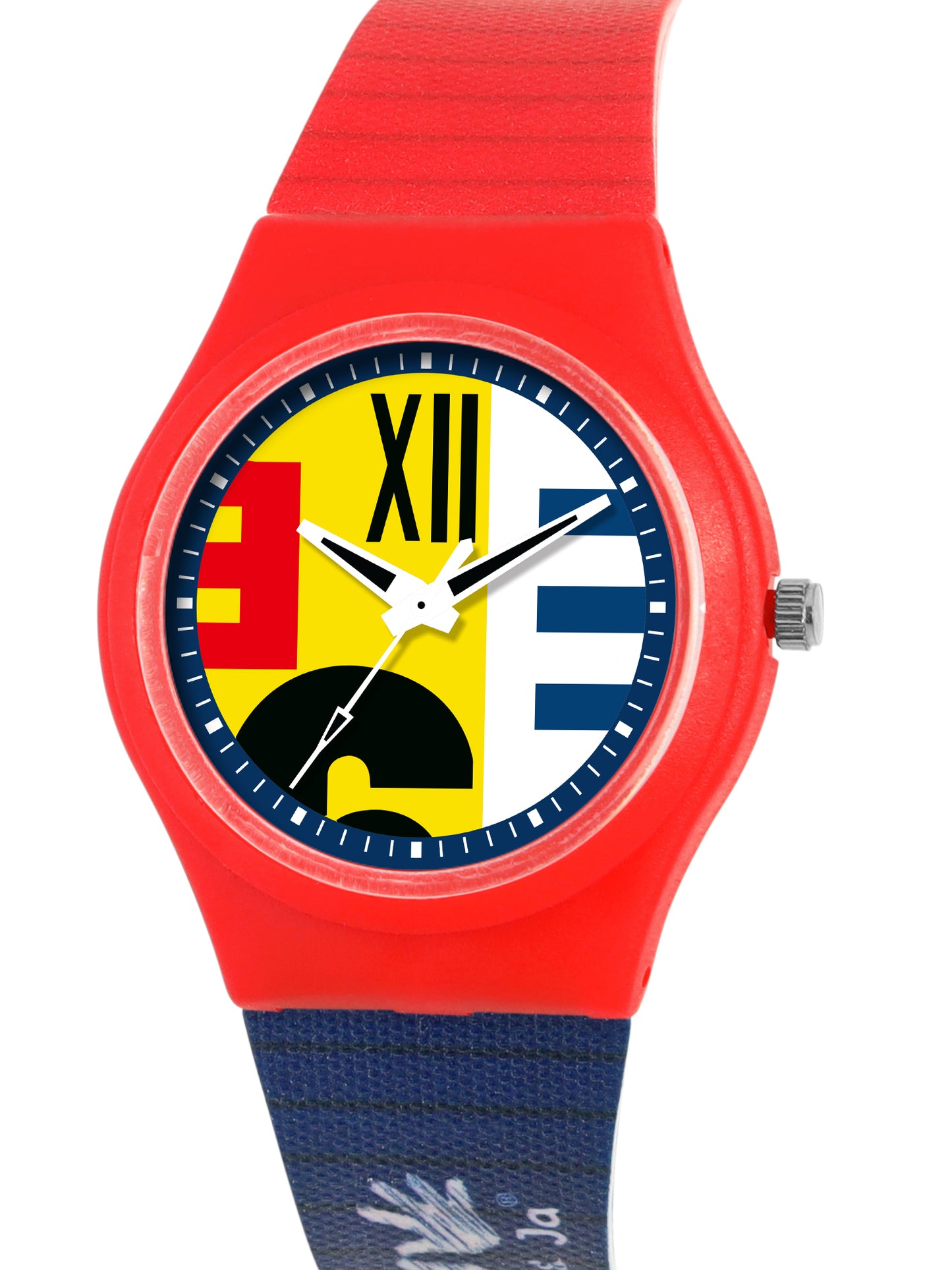 Kids’ Colorful Dial Analog Watch with Red & Blue Silicone Strap - JJ203
