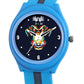 Kids’ Black Dial Analog Watch with Blue Case & Dual-Stripe Silicone Strap - JJ239