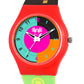Kids’ Red Dial Analog Watch with Multicolor Silicone Strap - JJ210