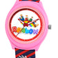 Kids’ Rainbow Theme Analog Watch with Pink Case and Striped Strap - JJ226