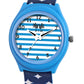 Kid’s White & Blue Striped Dial Analog Watch with Blue Case & Printed Silicone Strap - JJ230