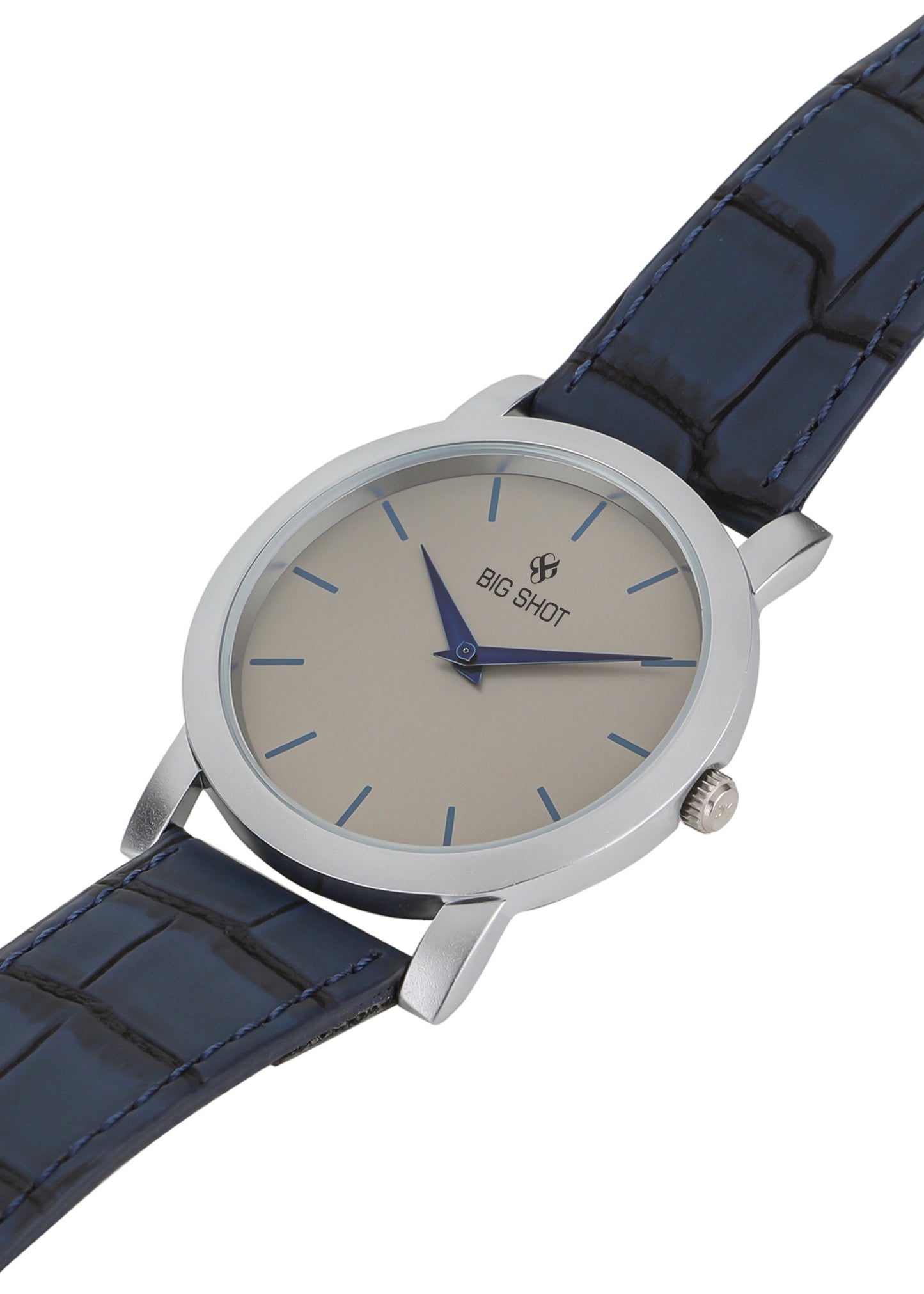 Men’s Beige Dial with Blue Leather Strap Analog Watch - BSM015A