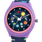 Kids’ Black Dial Analog Watch with Space Print Silicone Strap - JJ207