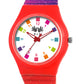 Kids’ White Dial Analog Watch with Rainbow Silicone Strap - JJ204