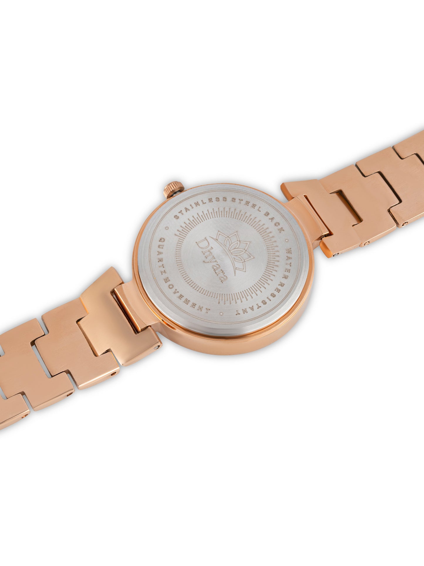 Dhyara Women’s Elegant Black Dial with Rose Gold Metal Strap & Crystal Bezel Watch - D004E