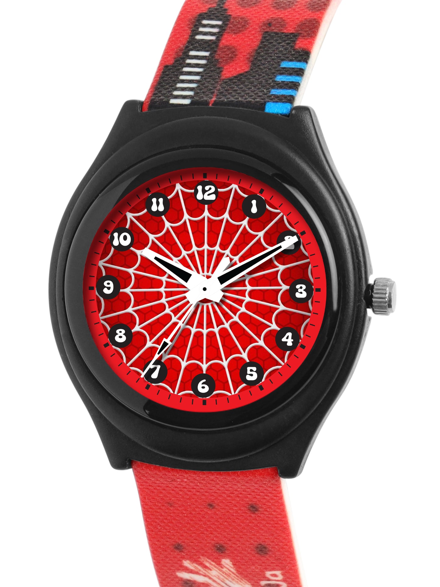 Kids’ Red Spider Web Theme Analog Watch with Silicone Strap - JJ215