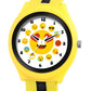 Kids’ White Dial Analog Watch with Emoji Print Silicone Strap & Yellow Case - JJ222