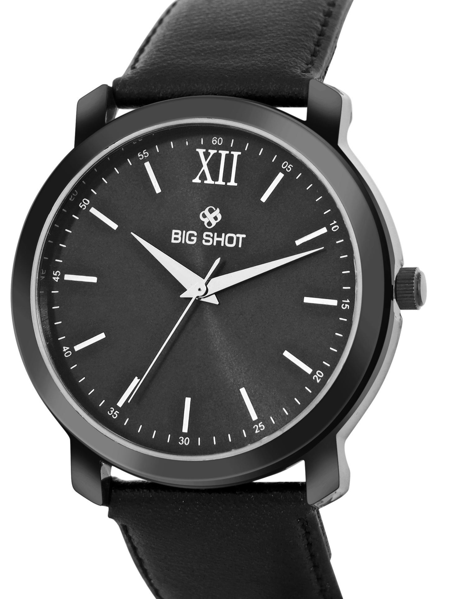 Men’s Classic Black Analog Watch with Leather Strap - BSM004C