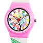 Kids’ White Dial Analog Watch with Days of the Week Silicone Strap & Pink Case - JJ221