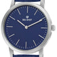 Men’s Minimalist Blue Dial Analog Watch with Textured Blue Leather Strap - BSM001B