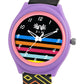 Kid’s Black Dial Analog Watch with Multicolor Stripes & Patterned Silicone Strap - JJ235