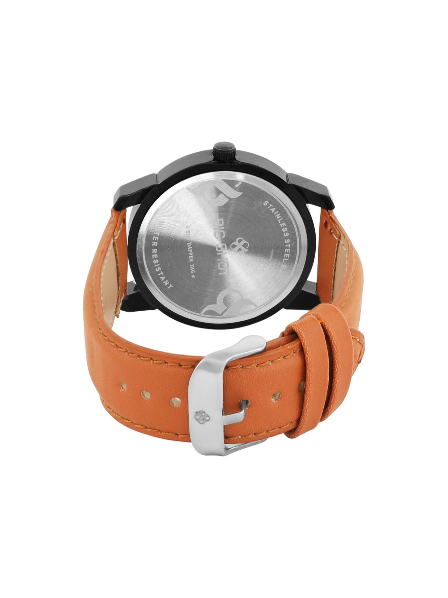 Men’s Black Dial Analog Watch with Brown Leather Strap - BSM028B