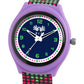 Kid’s Black Dial Analog Watch with Purple Case & Multicolor Silicone Strap - JJ228