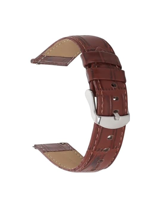 Quick Release 22 mm Brown Croco Genuine Leather Strap for Analog & Smart Watches
