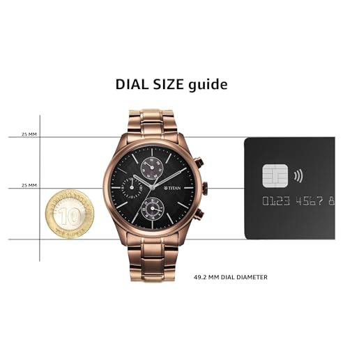 Analog Black Dial Brown Band Men's Stainless Steel Watch-1805QM04/NR1805QM04