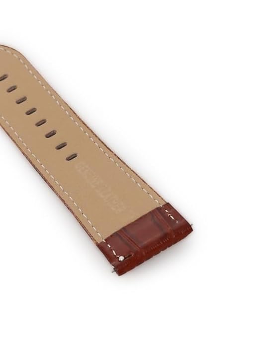 Quick Release 22 mm Brown Croco Genuine Leather Strap for Analog & Smart Watches