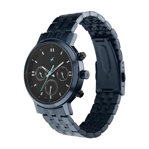 Men Stainless Steel Analog Black Dial Watch-3287Km04, Band Color-Blue by Fastrack