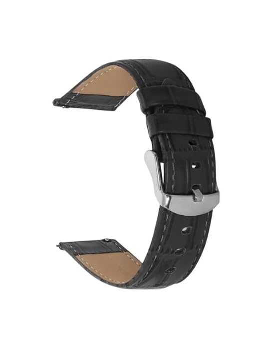 Quick Release 22 mm Black Croco Genuine Leather Strap for Analog & Smart Watches