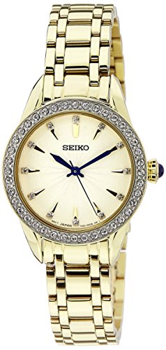 Seiko Stainless Steel Analog Gold Dial Women Watch-Srz386P1, Bandcolor-Gold