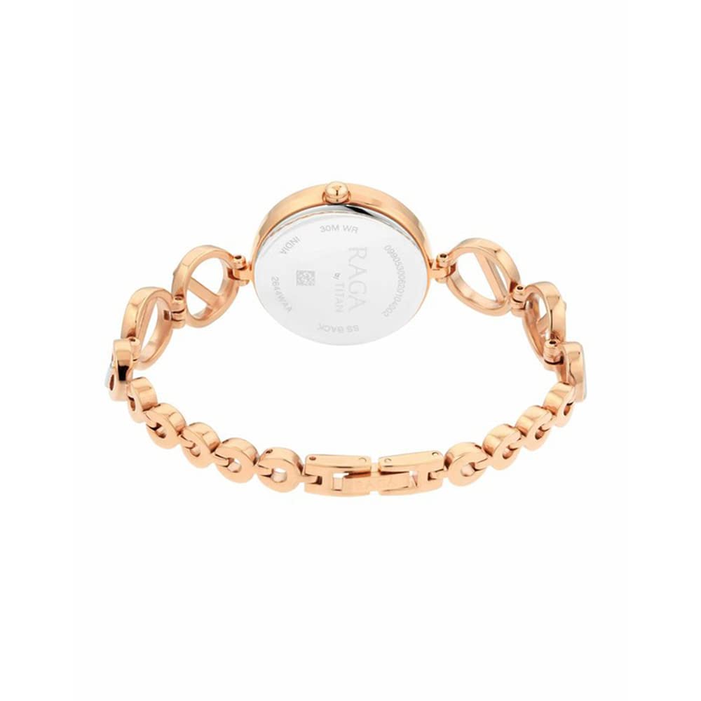 Metal Rose Gold Dial Analog Watch for Women -Nr2644Km02, Band Color-Rose Gold by Titan