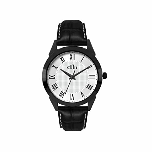 Black Analog Black Croco Leather Strap Watch for Men ELFM001C