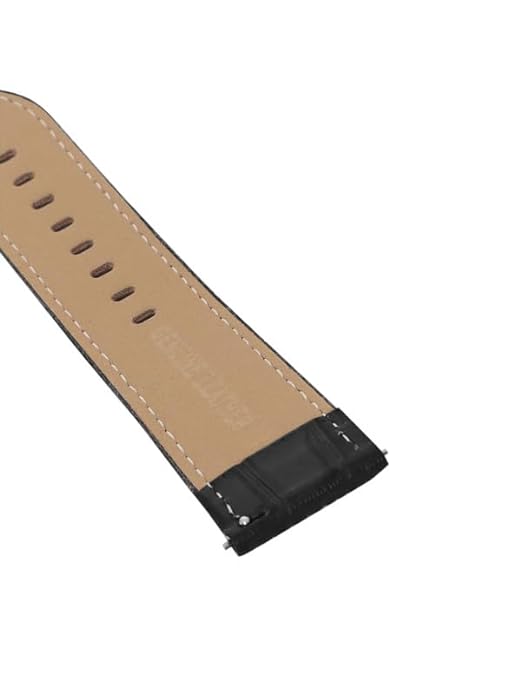 Quick Release 22 mm Black Croco Genuine Leather Strap for Analog & Smart Watches