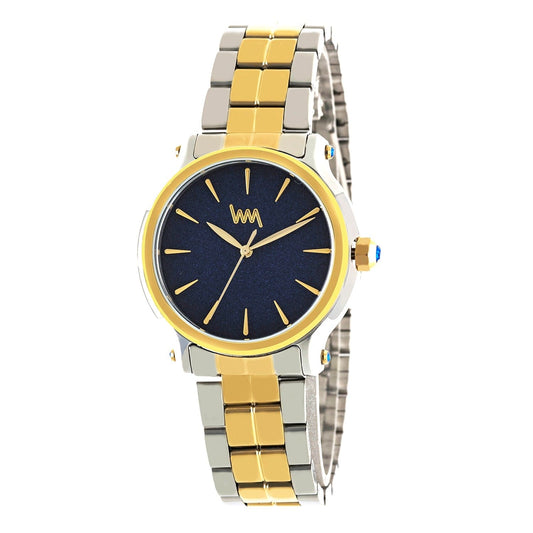 Women All Stainless Steel Rose Gold Two Tone, Blue Shimmer Dial, Two Tone Rose Gold Silver Stainless Steel Bracelet Watch LWW103D