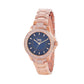 Women's Rose Gold Bling, Blue Dial, Rose Gold Diamond studded Solid Link Bracelet Watch LWWI106E