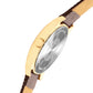 Men's Gold Brown Leather Strap Date Watch KLMO80I