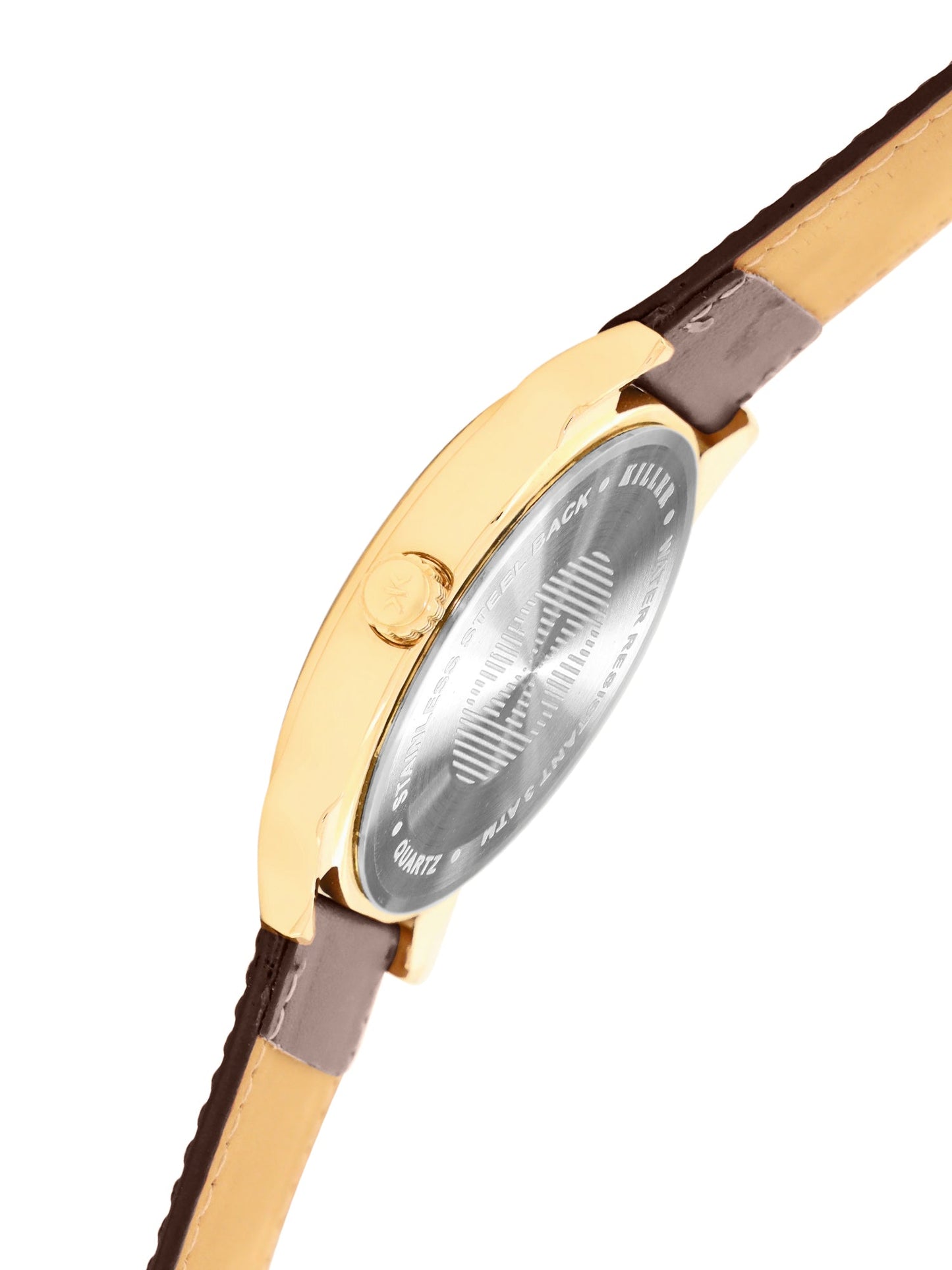 Men's Gold Brown Leather Strap Date Watch KLMO80I