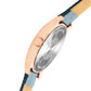 Men's Rose Gold Blue Leather Strap Date Watch KLMO80G