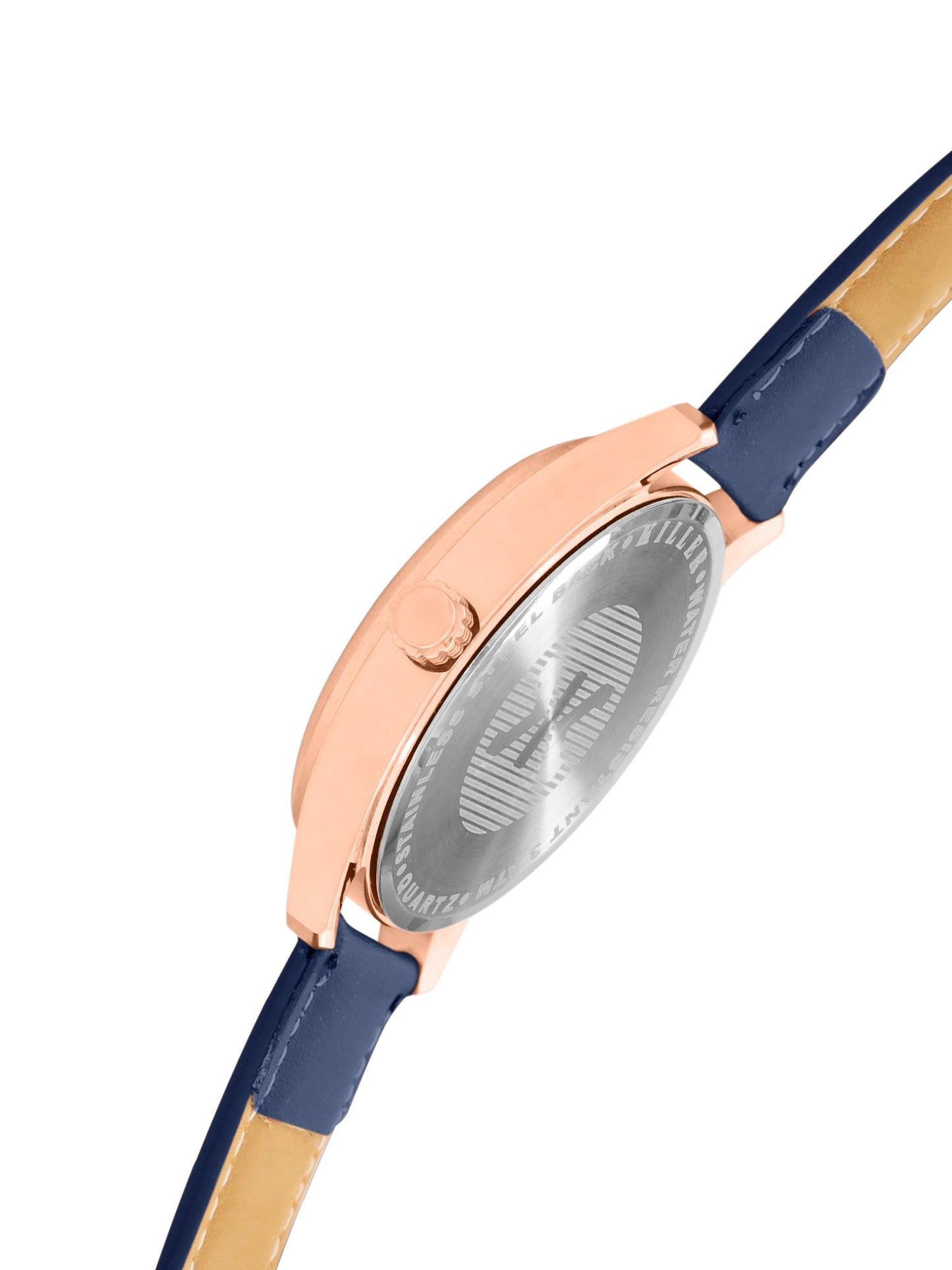 Men's Rose Gold Case, Blue Skeleton Dial, Blue Leather Strap, Date Watch KLMO103A