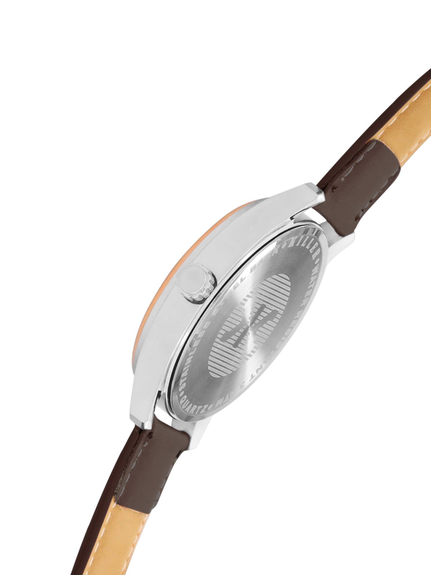 Men's Rose Gold Case, White Skeleton Dial, Brown Leather Strap, Date Watch KLMO103C