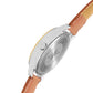 Men's Two-tone, Silver Skeleton Dial, Brown Leather Strap, Date Watch KLMO103D